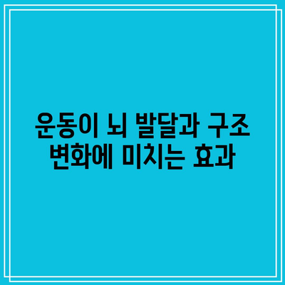 운동이 뇌 발달과 구조 변화에 미치는 효과