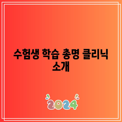 수험생 학습 총명 클리닉 소개