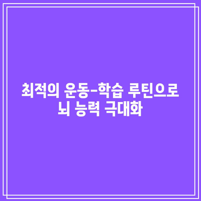 최적의 운동-학습 루틴으로 뇌 능력 극대화