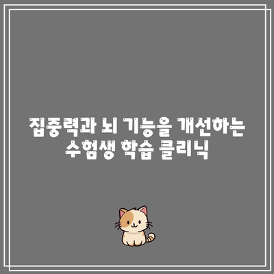 집중력과 뇌 기능을 개선하는 수험생 학습 클리닉