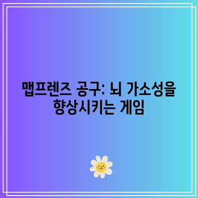 맵프렌즈 공구: 뇌 가소성을 향상시키는 게임