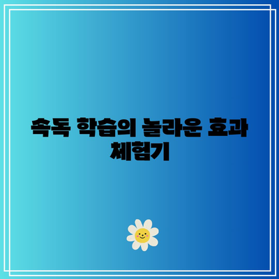 속독 학습의 놀라운 효과 체험기