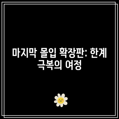 마지막 몰입 확장판: 한계 극복의 여정