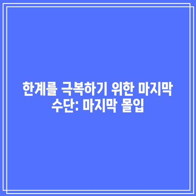 한계를 극복하기 위한 마지막 수단: 마지막 몰입