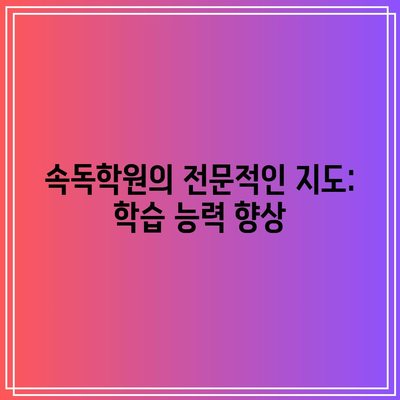 속독학원의 전문적인 지도: 학습 능력 향상