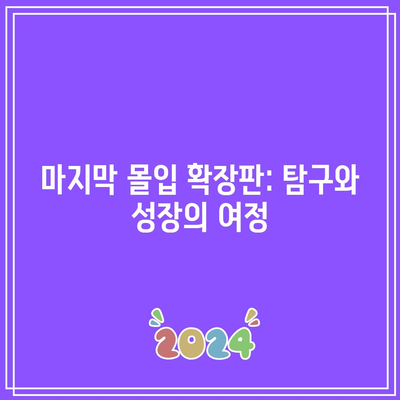 마지막 몰입 확장판: 탐구와 성장의 여정