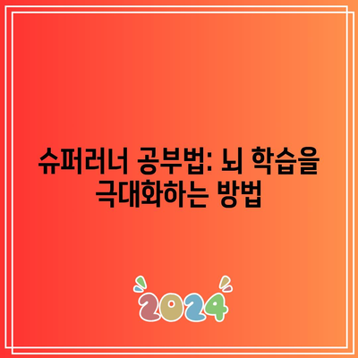 슈퍼러너 공부법: 뇌 학습을 극대화하는 방법