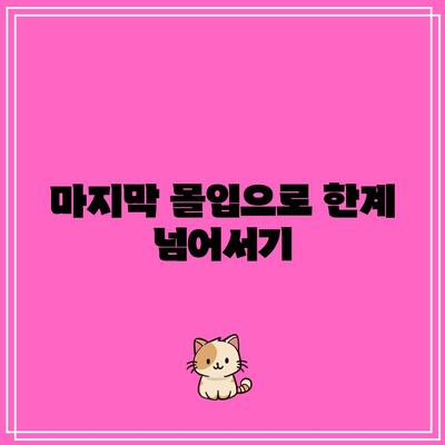 마지막 몰입으로 한계 넘어서기