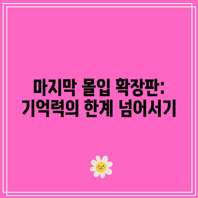 마지막 몰입 확장판: 기억력의 한계 넘어서기