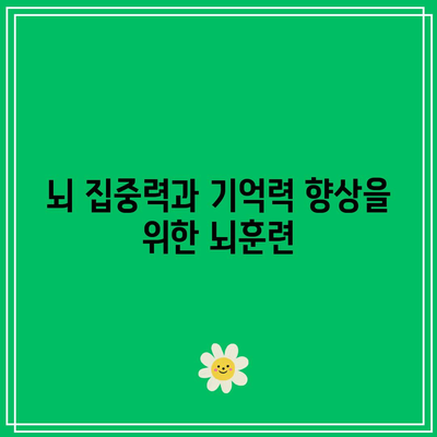 뇌 집중력과 기억력 향상을 위한 뇌훈련