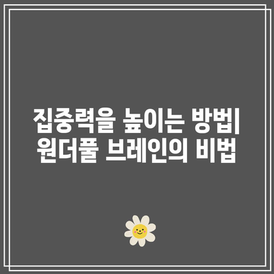 원더풀 브레인: 5분에 책 1권 읽기