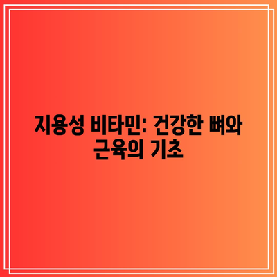 지용성 비타민: 건강한 뼈와 근육의 기초