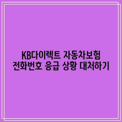 KB다이렉트 자동차보험 전화번호 응급 상황 대처하기