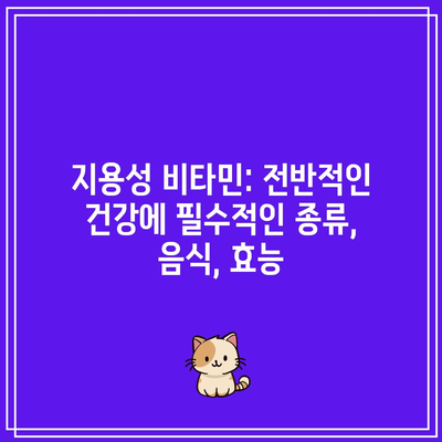 지용성 비타민: 전반적인 건강에 필수적인 종류, 음식, 효능