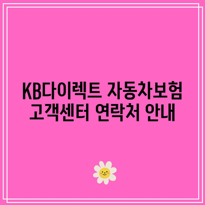 KB다이렉트 자동차보험 전화번호 미리 확인하기
