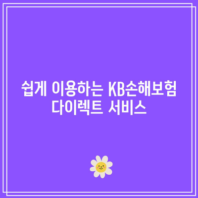 KB손해보험 다이렉트 자동차보험 전화번호와 서비스