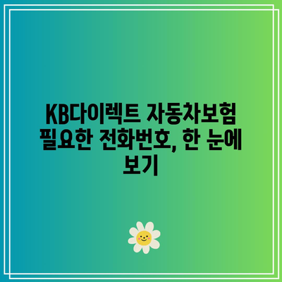 KB다이렉트 자동차보험 필요한 전화번호, 한 눈에 보기