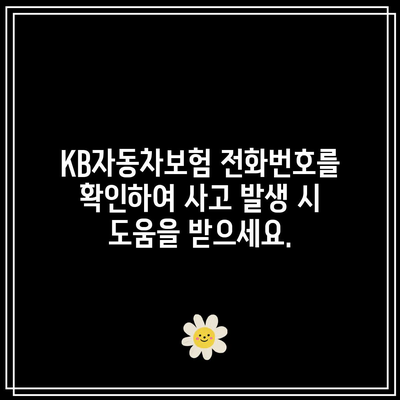 KB자동차보험 전화번호를 확인하여 사고 발생 시 도움을 받으세요.