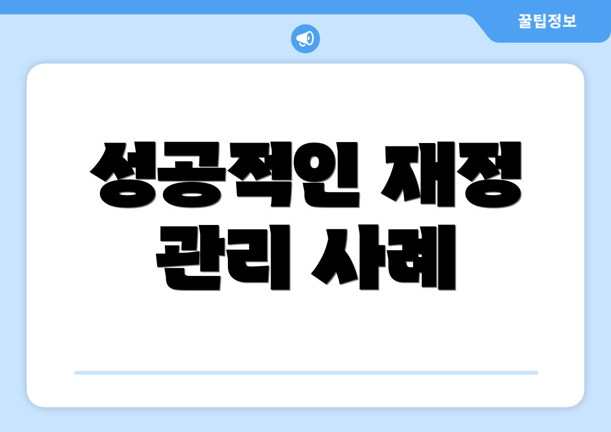 성공적인 재정 관리 사례