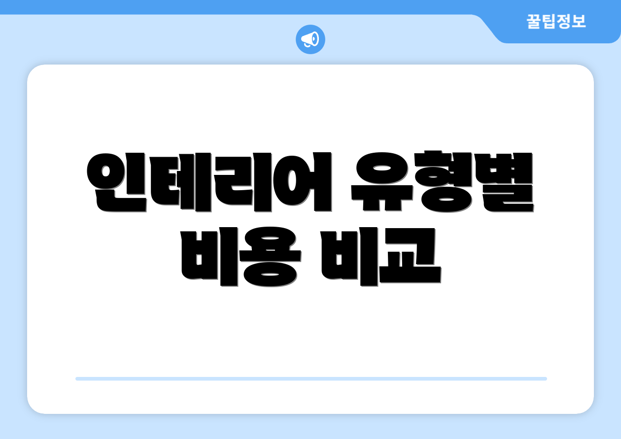 인테리어 유형별 비용 비교