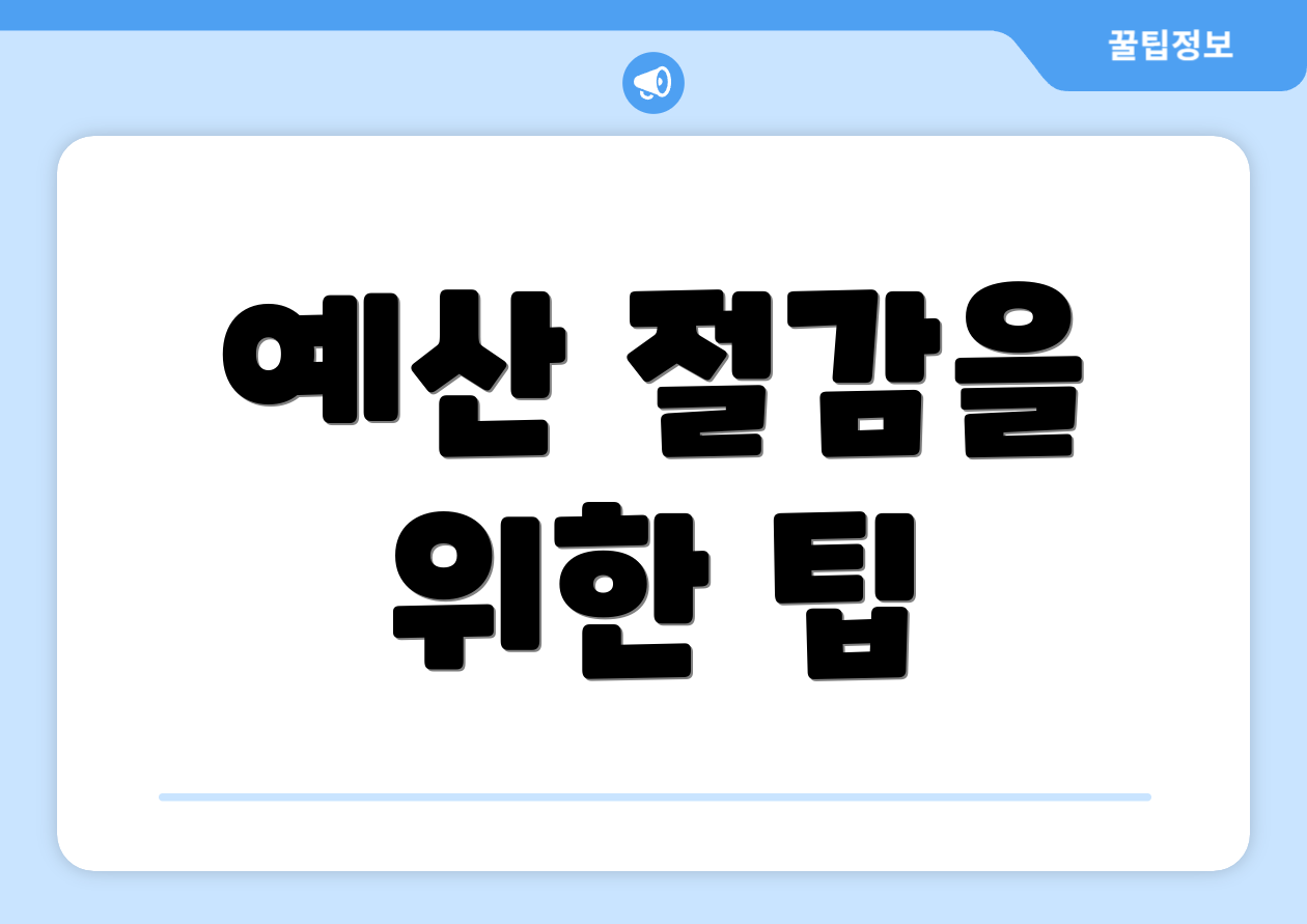 예산 절감을 위한 팁