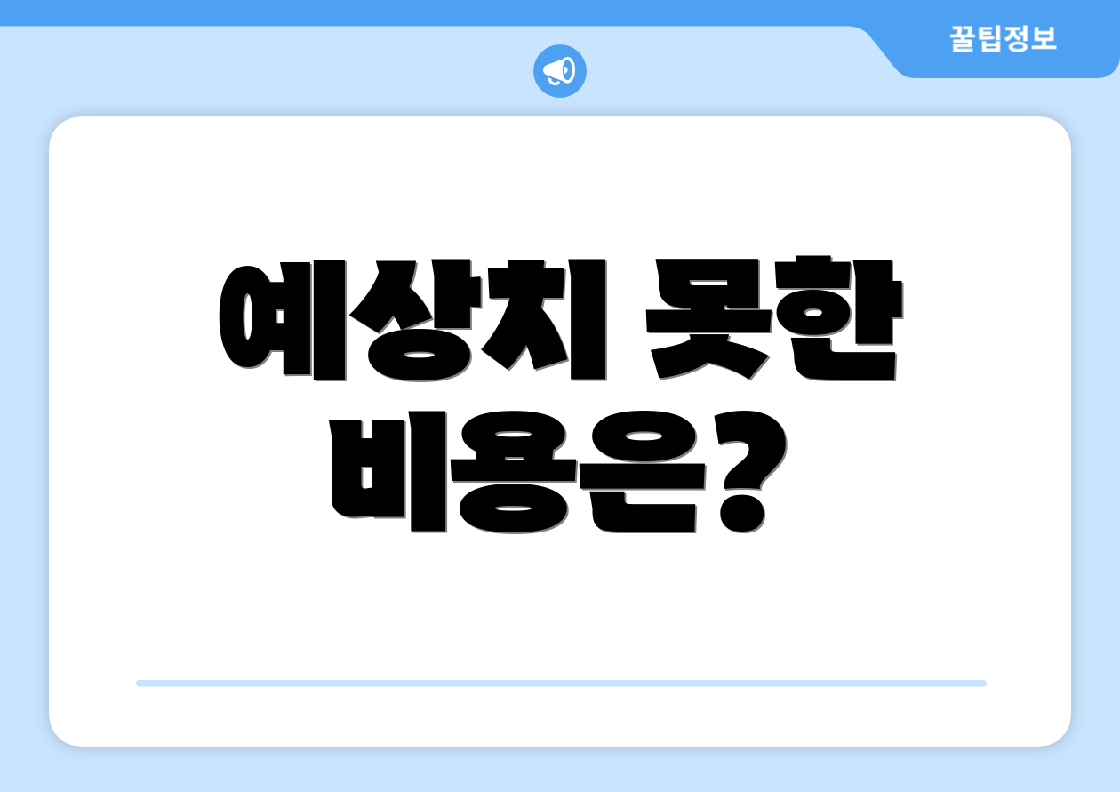 예상치 못한 비용은?