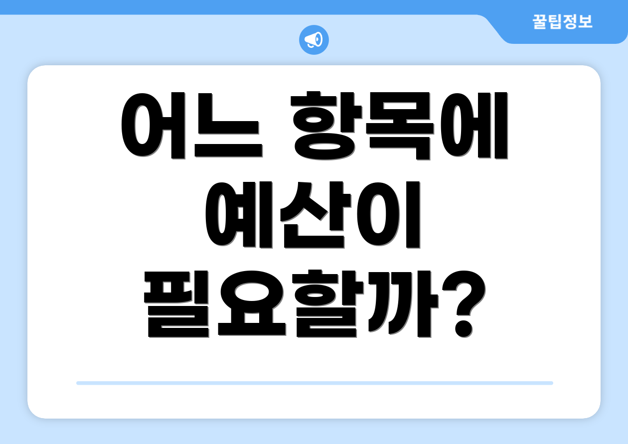 어느 항목에 예산이 필요할까?