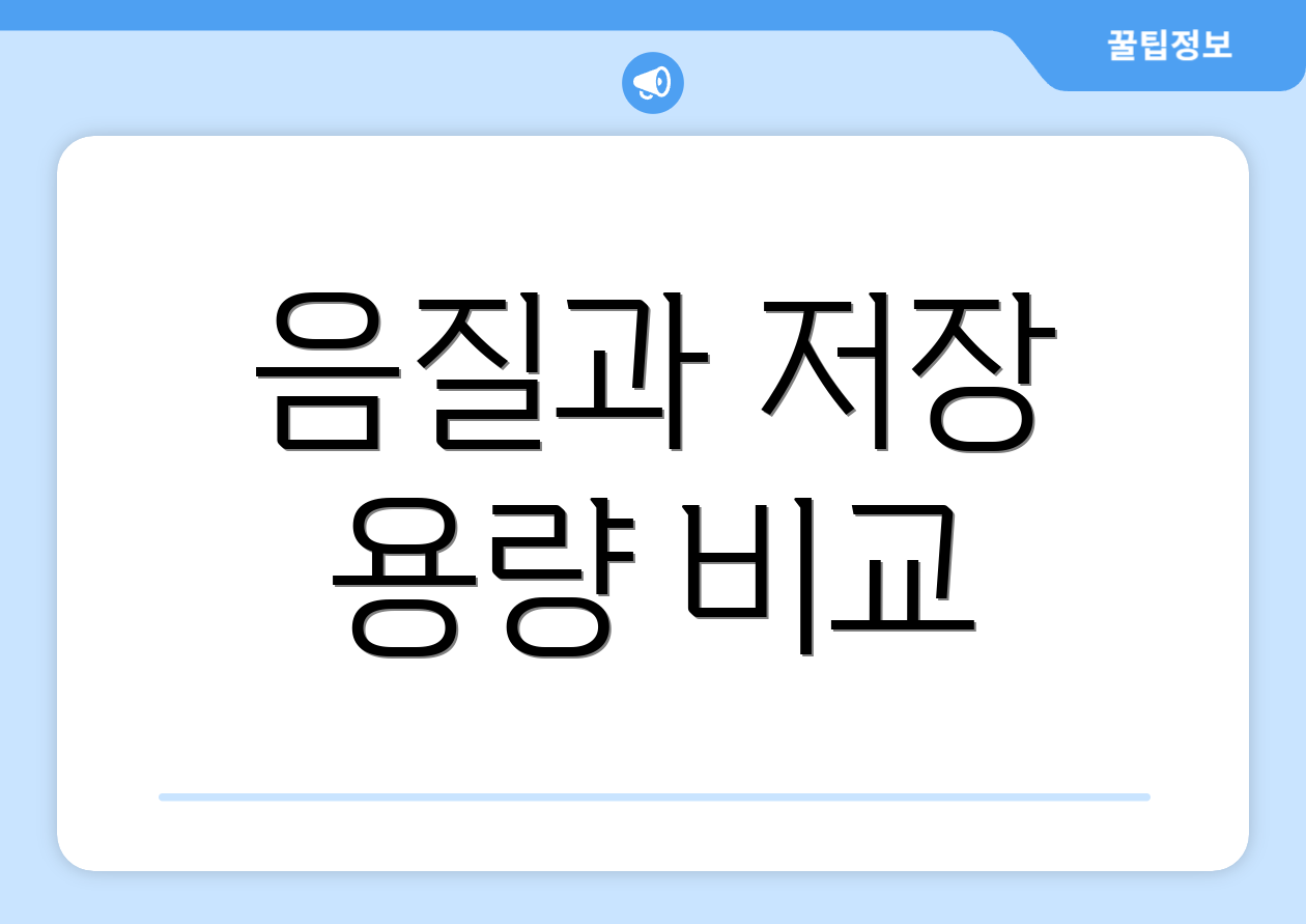 음질과 저장 용량 비교