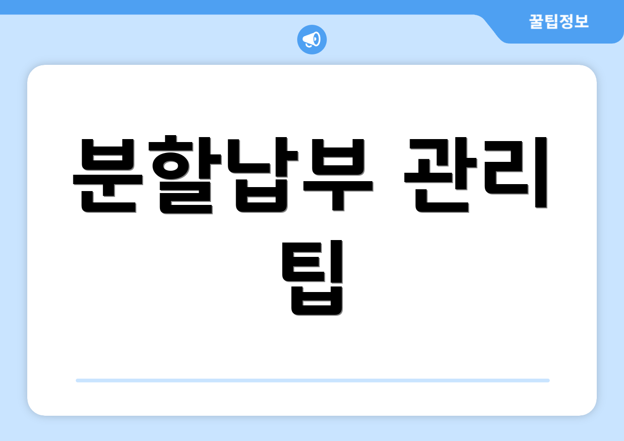 분할납부 관리 팁