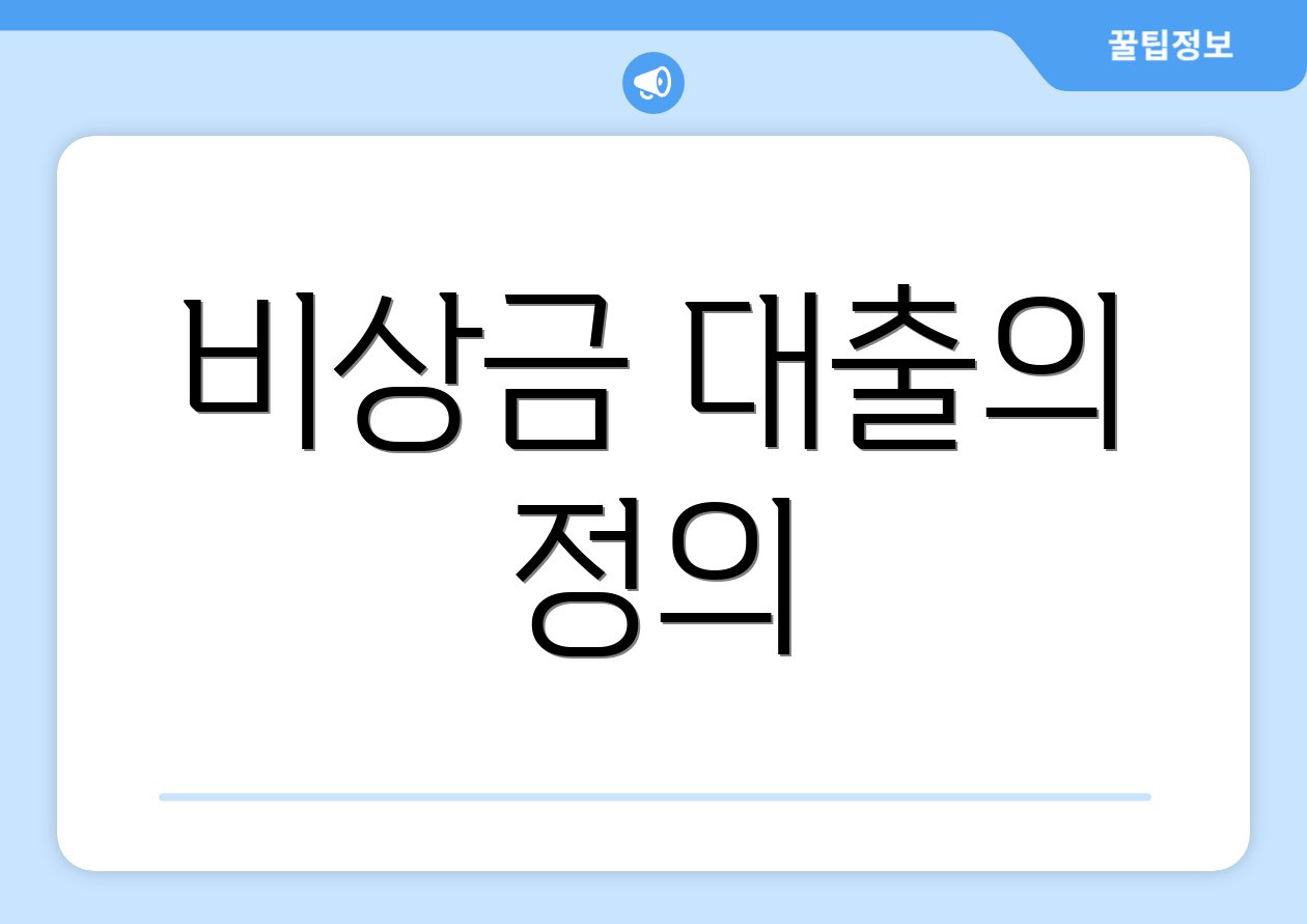 비상금 대출의 정의