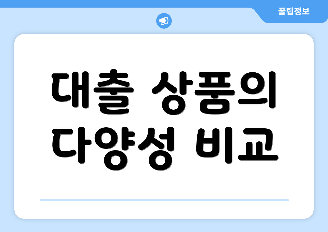 대출 상품의 다양성 비교