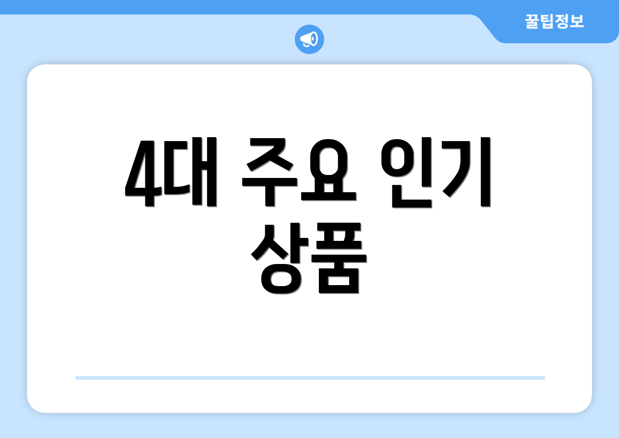 4대 주요 인기 상품