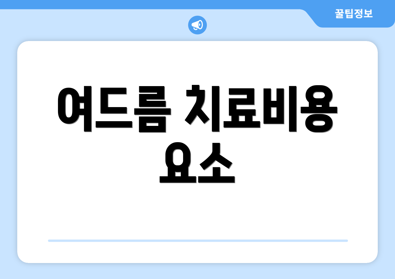 여드름 치료비용 요소