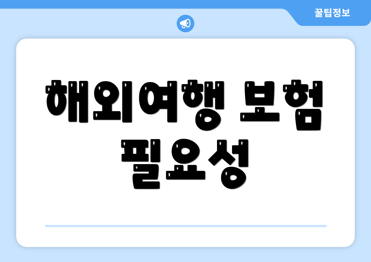 해외여행 보험 필요성