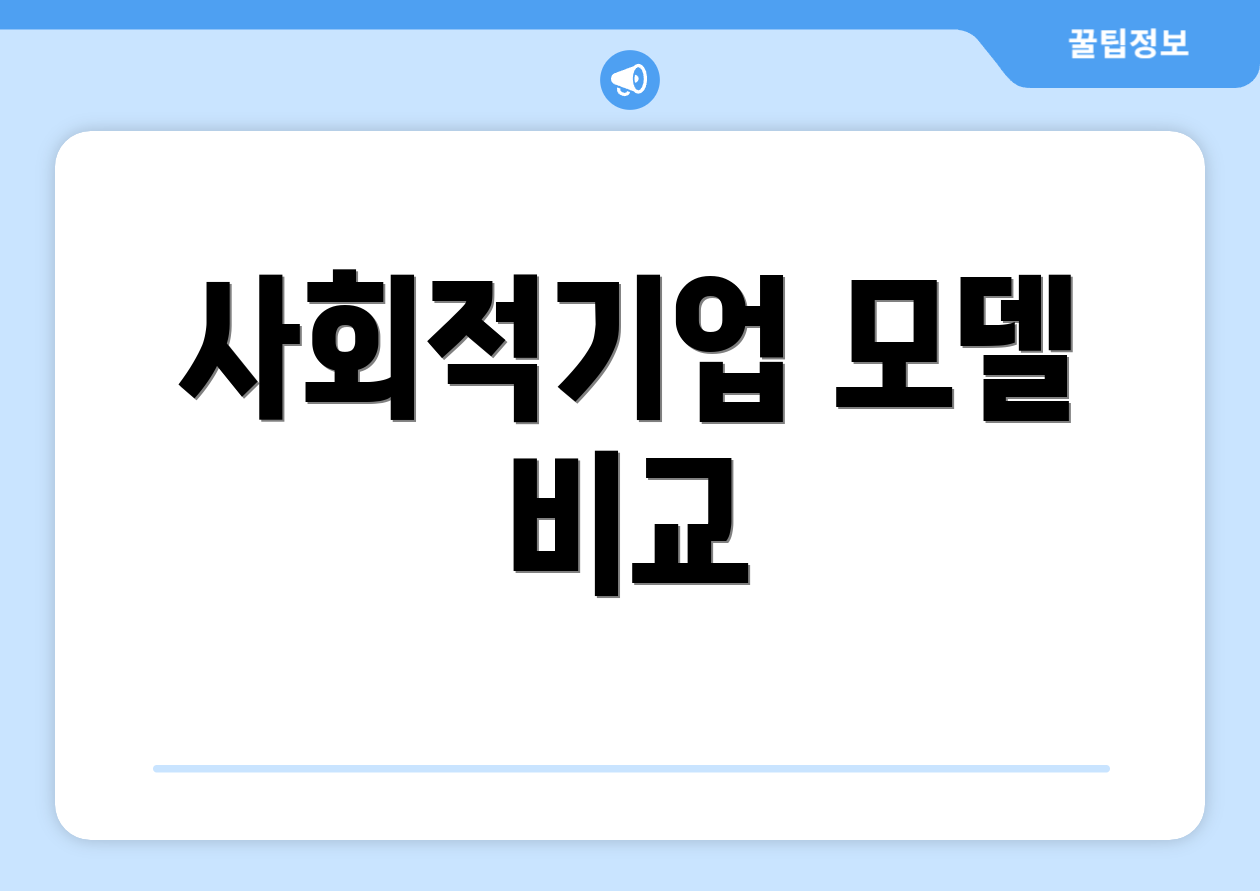 사회적기업 모델 비교