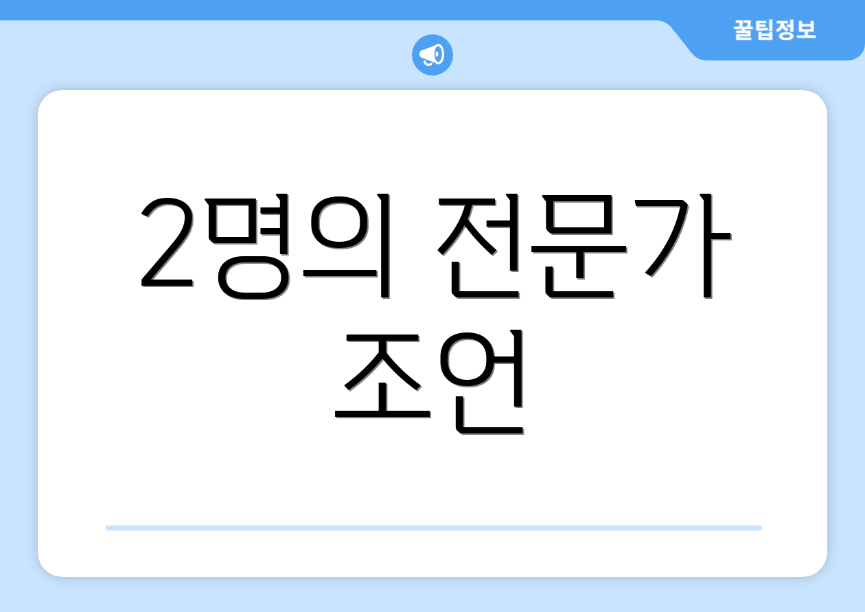 2명의 전문가 조언