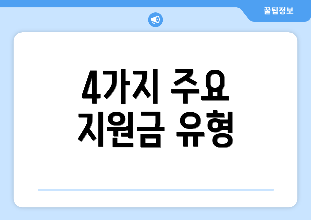 4가지 주요 지원금 유형