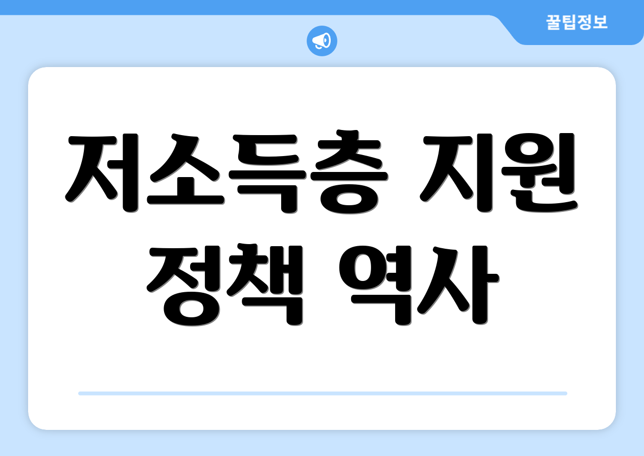 저소득층 지원 정책 역사