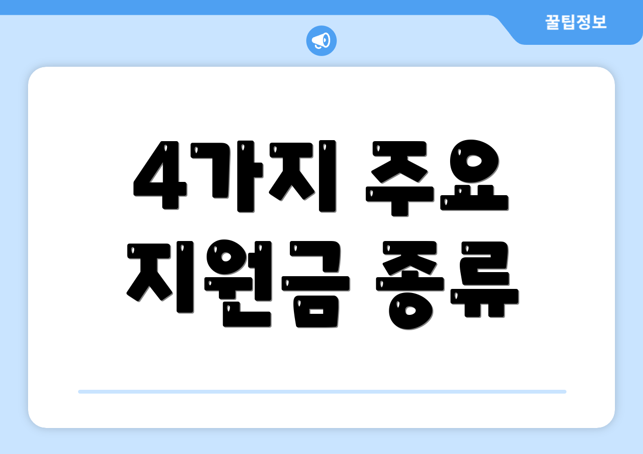 4가지 주요 지원금 종류