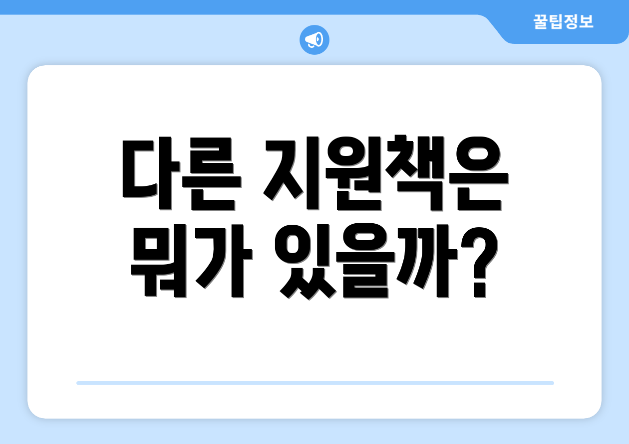 다른 지원책은 뭐가 있을까?