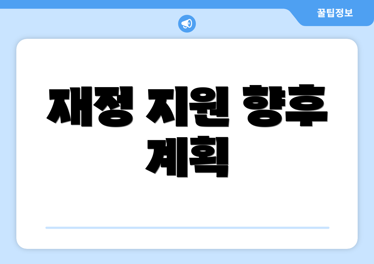 재정 지원 향후 계획