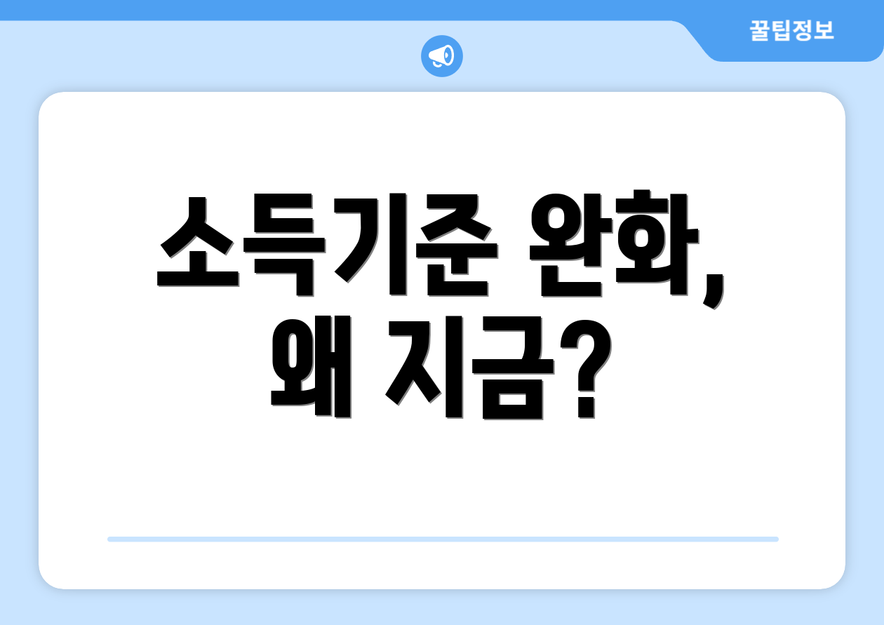 소득기준 완화, 왜 지금?